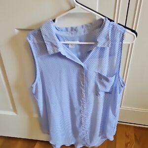 Blue Striped Sleeveless Women's Top